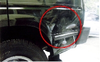 事故などの損傷時の修理事例：塗装皮膜剥離